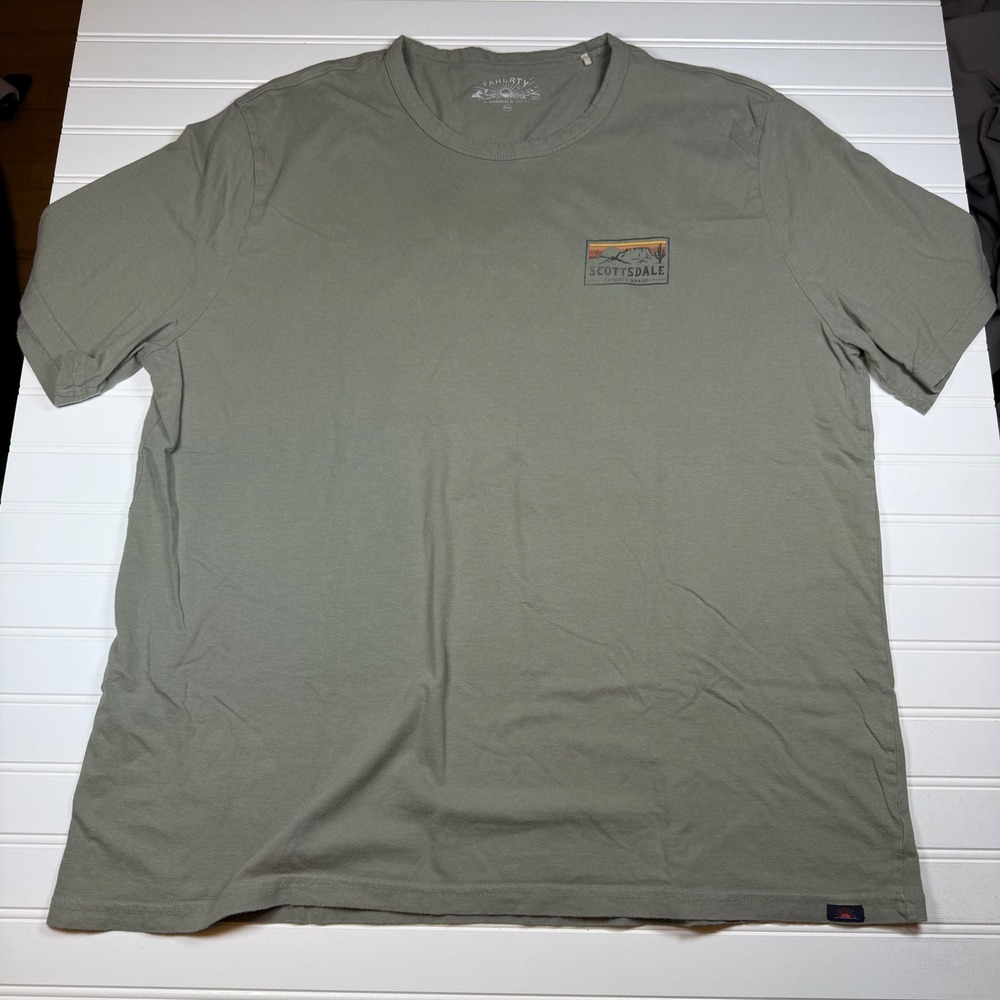 Faherty Brand Scottsdale Desert Graphic T-Shirt Mens XXL Sage‎ Green Cotton